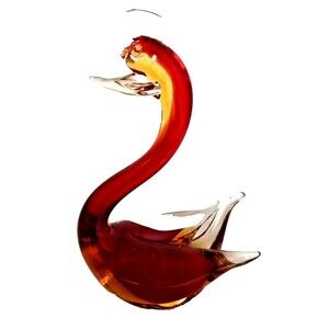 Vintage Mid Century Modern Italian Murano Art Glass Swan Figure 7"